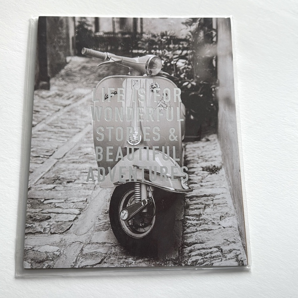 NWT black and white photo art print with silver quote